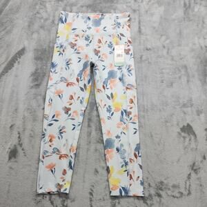 NEW Balance Collection Leggings Womens M Blue Floral High Rise Crop Capri Yoga
